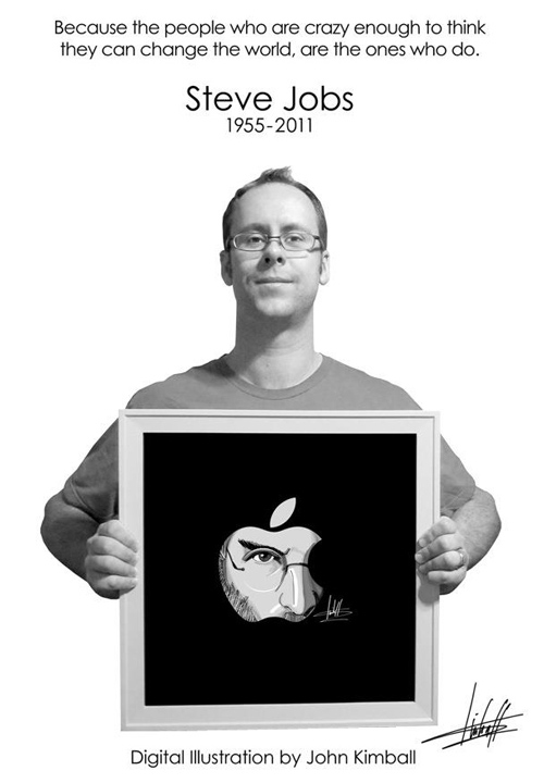 John Kimball Holding Steve Jobs Tribute Artwork