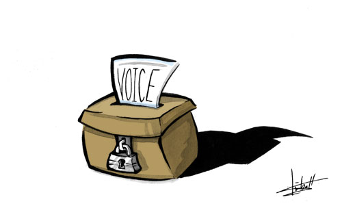 VoiceBox, illustration by John Kimball