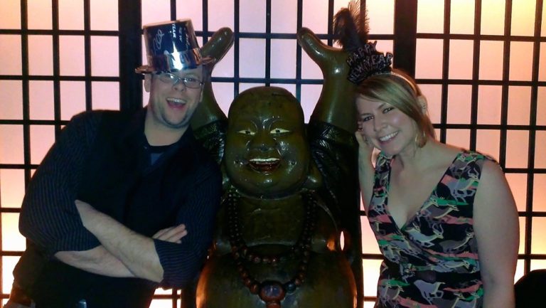 John Kimball, Buddha, and Laura Kimball (lamiki) on New Year's Eve